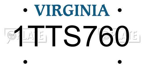 1TTS760 Virginia License Plate