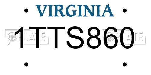 1TTS860 Virginia License Plate