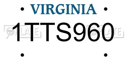 1TTS960 Virginia License Plate