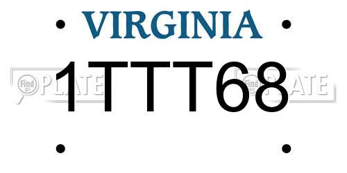 1TTT68 Virginia License Plate