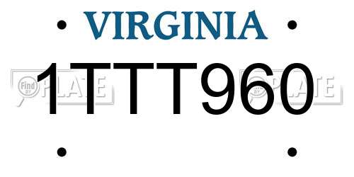 1TTT960 Virginia License Plate