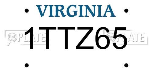 1TTZ65 Virginia License Plate