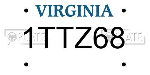 1TTZ68 Virginia License Plate
