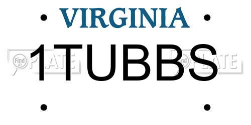 1TUBBS Virginia License Plate