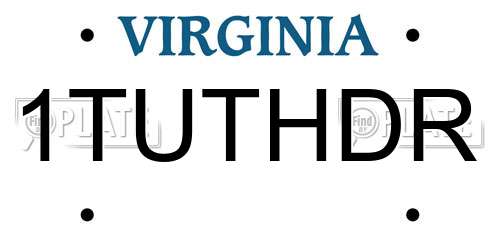 1TUTHDR Virginia License Plate