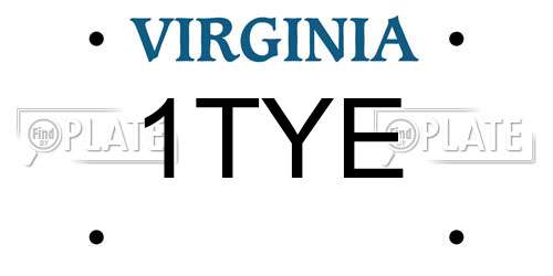 1TYE Virginia License Plate