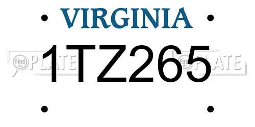 1TZ265 Virginia License Plate