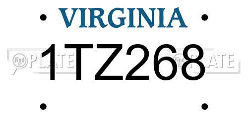 1TZ268 Virginia License Plate