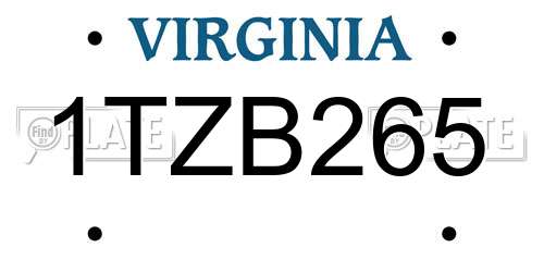 1TZB265 Virginia License Plate