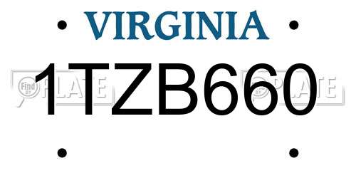 1TZB660 Virginia License Plate