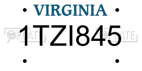 1TZI845 Virginia License Plate
