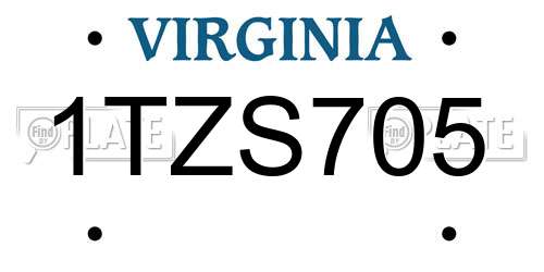 1TZS705 Virginia License Plate