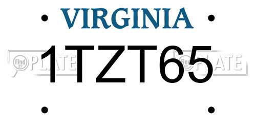 1TZT65 Virginia License Plate