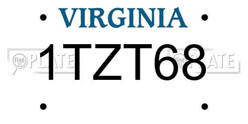 1TZT68 Virginia License Plate