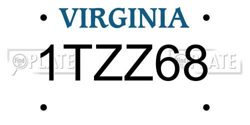 1TZZ68 Virginia License Plate