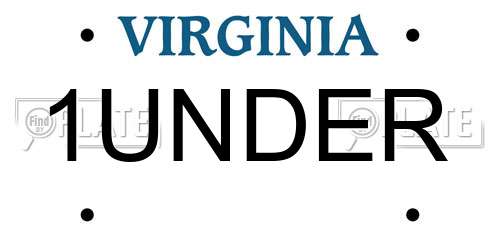 1UNDER Virginia License Plate