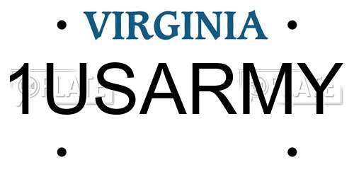 1USARMY Virginia License Plate