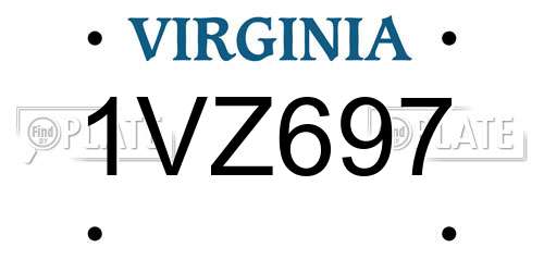 1VZ697 Virginia License Plate