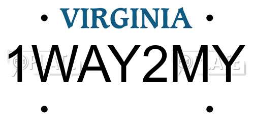 1WAY2MY Virginia License Plate