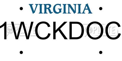 1WCKDOC Virginia License Plate
