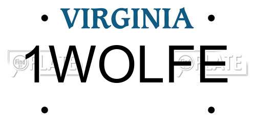 1WOLFE Virginia License Plate
