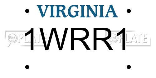 1WRR1 Virginia License Plate