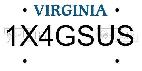 1X4GSUS Virginia License Plate