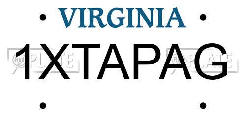 1XTAPAG Virginia License Plate