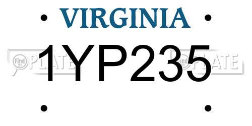1YP235 Virginia License Plate