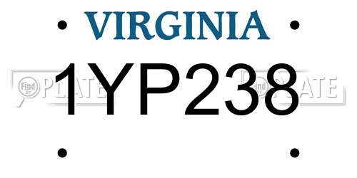 1YP238 Virginia License Plate