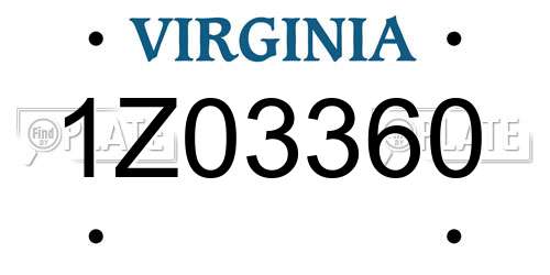 1Z03360 Virginia License Plate