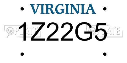 1Z22G5 Virginia License Plate