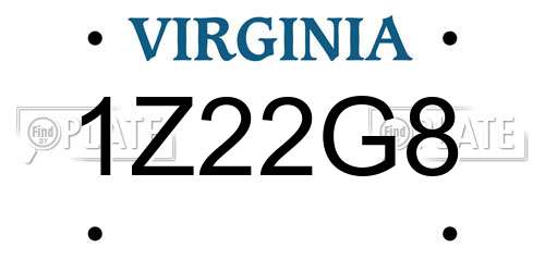 1Z22G8 Virginia License Plate