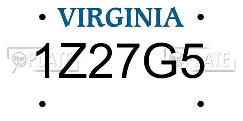 1Z27G5 Virginia License Plate