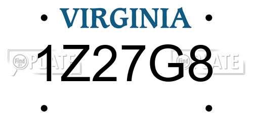 1Z27G8 Virginia License Plate