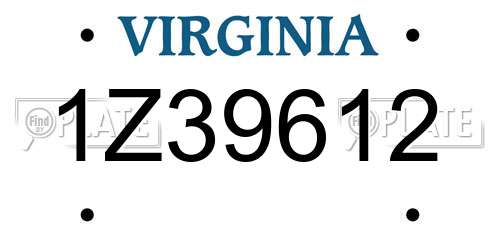 1Z39612 Virginia License Plate