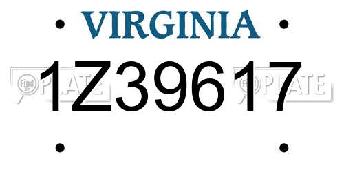 1Z39617 Virginia License Plate