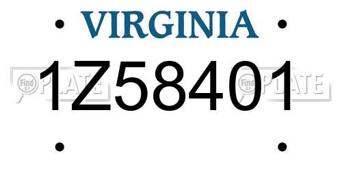 1Z58401 Virginia License Plate
