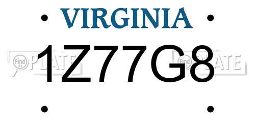 1Z77G8 Virginia License Plate