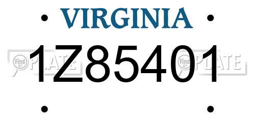 1Z85401 Virginia License Plate