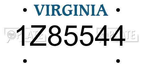 1Z85544 Virginia License Plate