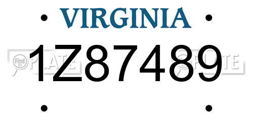 1Z87489 Virginia License Plate