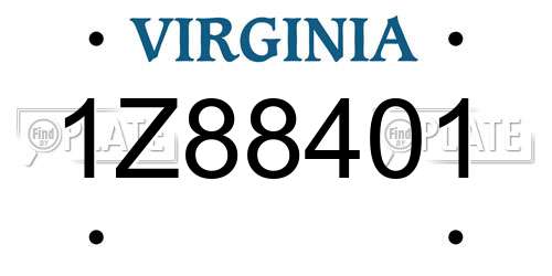1Z88401 Virginia License Plate
