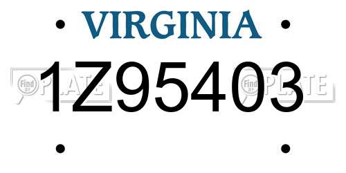 1Z95403 Virginia License Plate