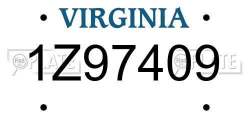 1Z97409 Virginia License Plate