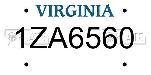 1ZA6560 Virginia License Plate