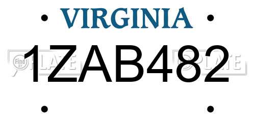 1ZAB482 Virginia License Plate