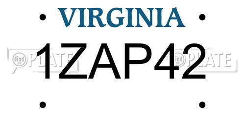1ZAP42 Virginia License Plate