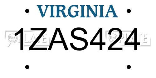 1ZAS424 Virginia License Plate