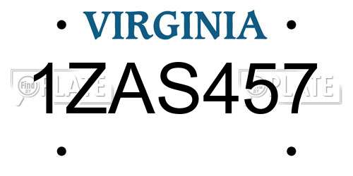 1ZAS457 Virginia License Plate